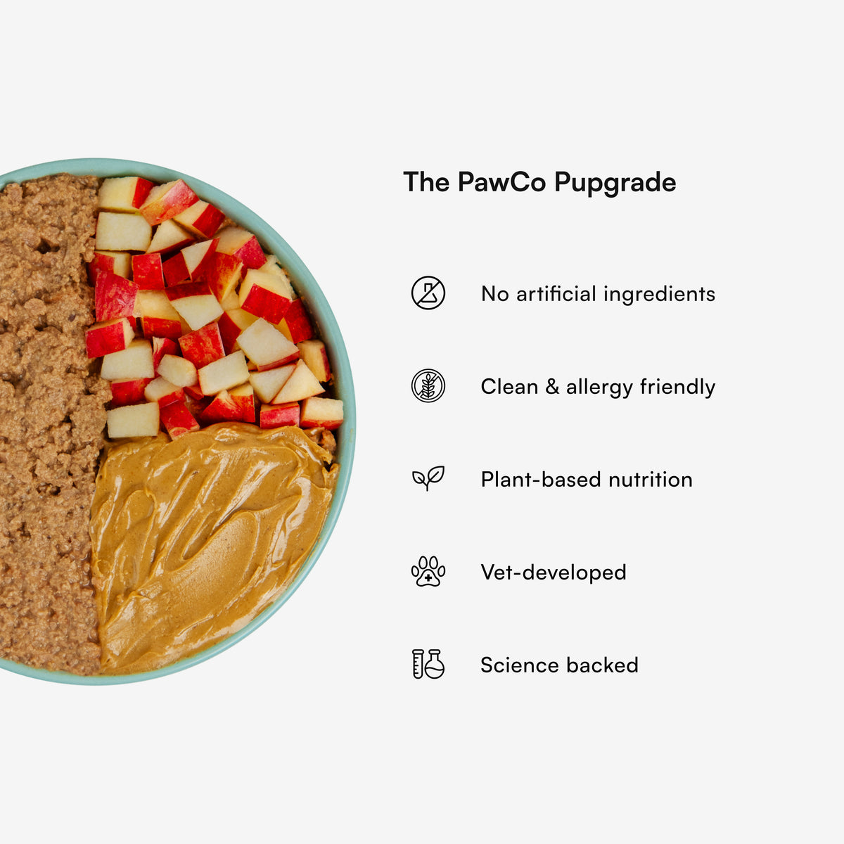 PawCo GreenBites — no artificial ingredients, plant-based, clean & allergy friendly, vet-developed, science backed fresh dog food