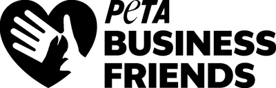 PETA Business Friends logo with a hand holding a heart symbol