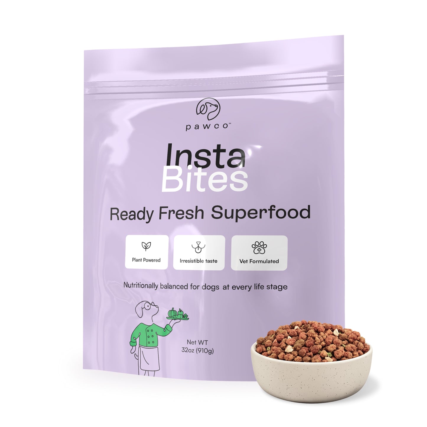 PawCo InstaBites, 32oz — plant-powered, vet-formulated Fresh Dog Food Alternative for all life stages