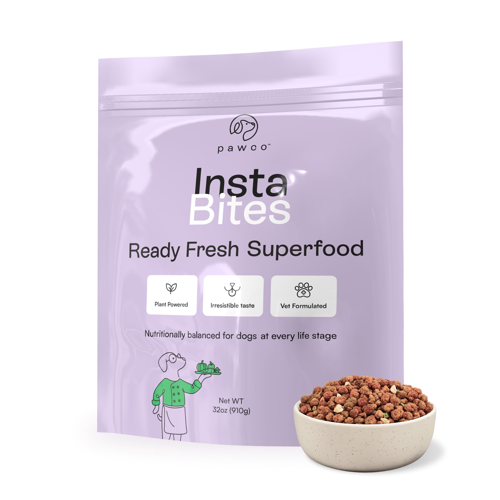 PawCo InstaBites, 32oz — plant-powered, vet-formulated Fresh Dog Food Alternative for all life stages