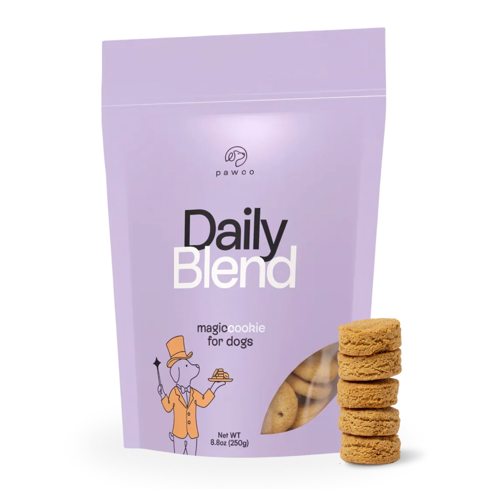 PawCo Magic Cookie Daily Blend 8.8oz — plant-based functional dog treat cookie for everyday nutrition