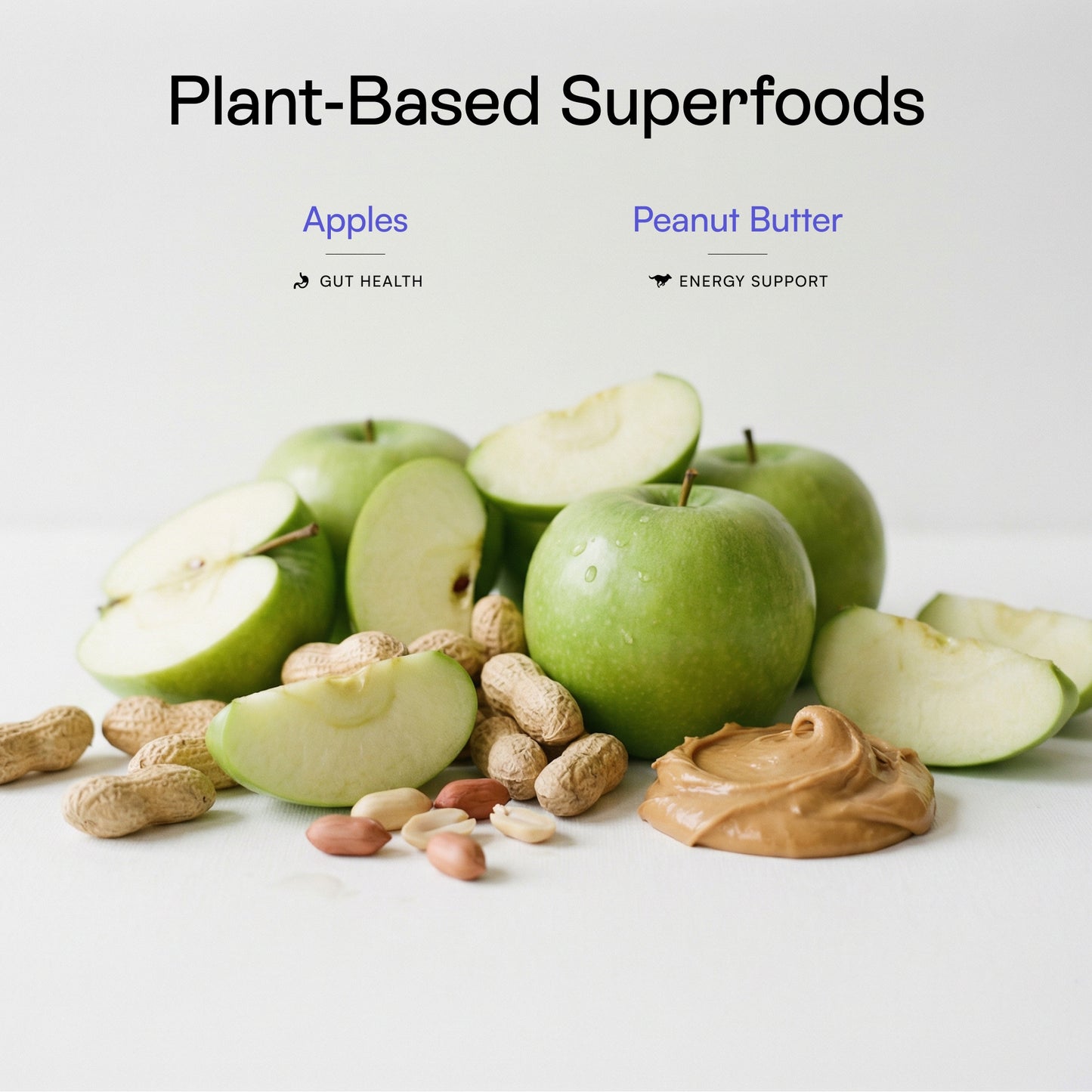 Peanut Butter, Apples, and other mixed plant-based superfoods in PawCo GreenBites PB & Apple fresh dog food supports gut health and energy.