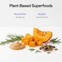 Peanut butter and pumpkin in PawCo Magic Bars boosts energy and supports fiber and vitamins in dogs.