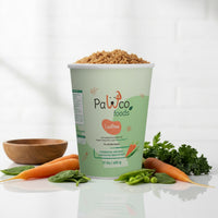 PawCo LuxBites healthy, high quality fresh dog food carton – on kitchen counter with fresh vegetables – PawCo Foods