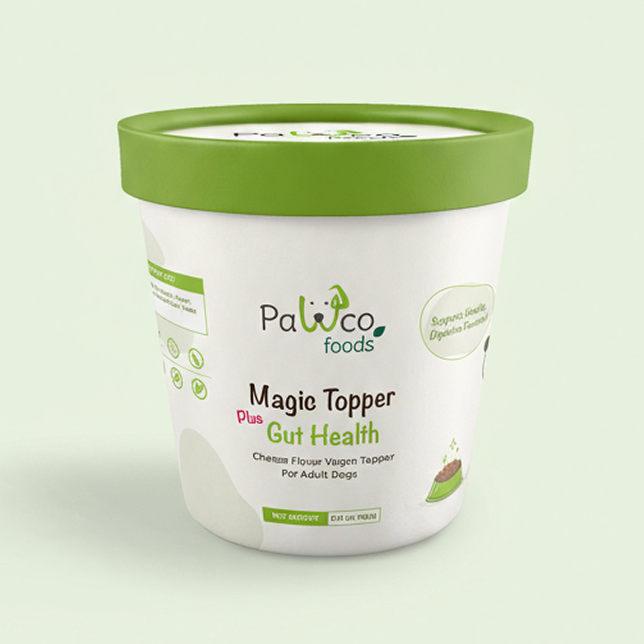 PawCo Magic Topper Gut Health – dog food meal topper carton front on white background – PawCo Foods